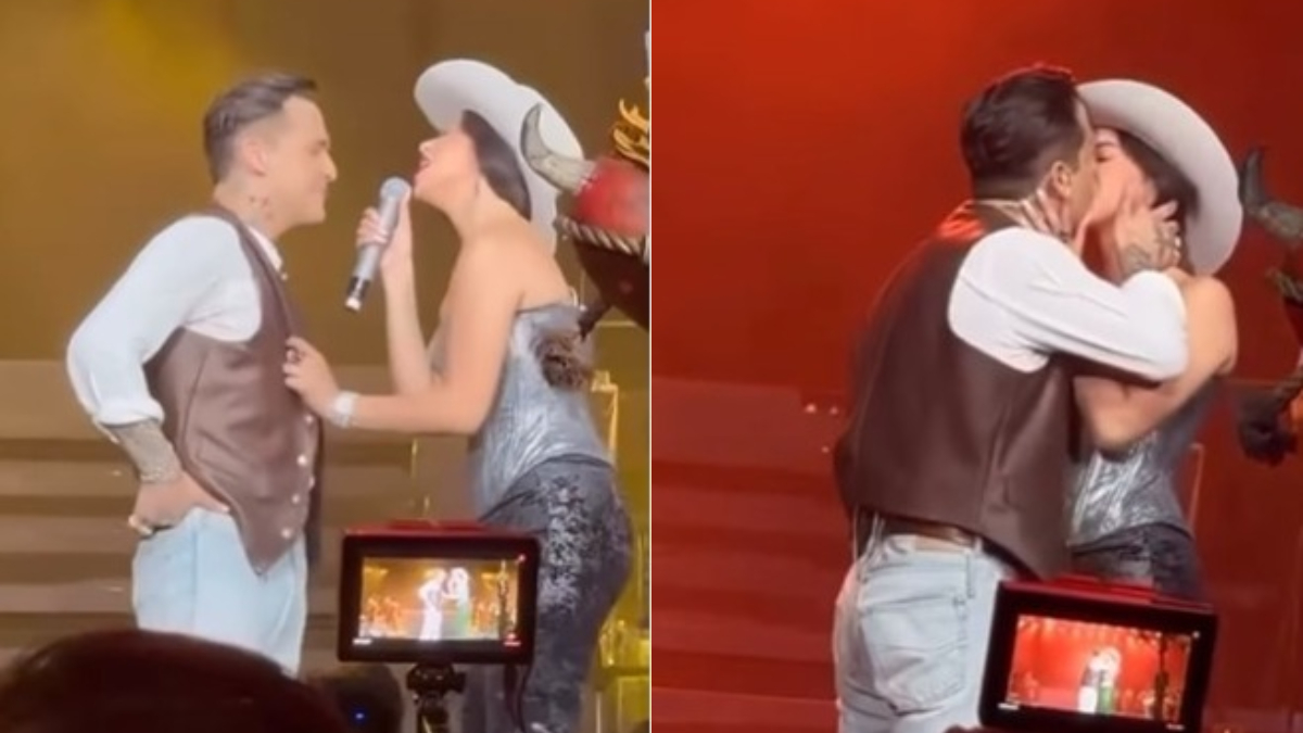 Así fue el tremendo beso de Nodal y Ángela Aguilar en pleno show