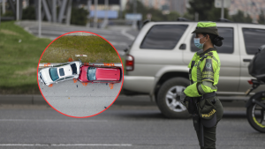 Policía de tránsito sobre la vía