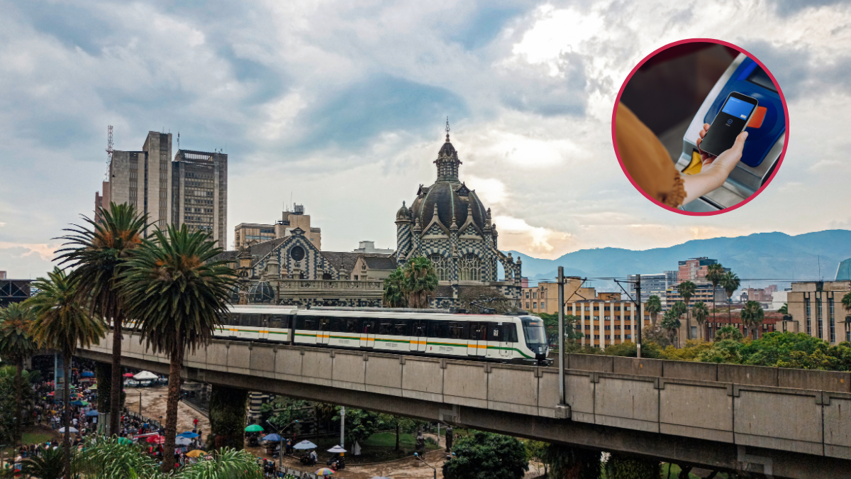 Metro de Medellín y persona comprando pasaje de Metro (Getty Images)